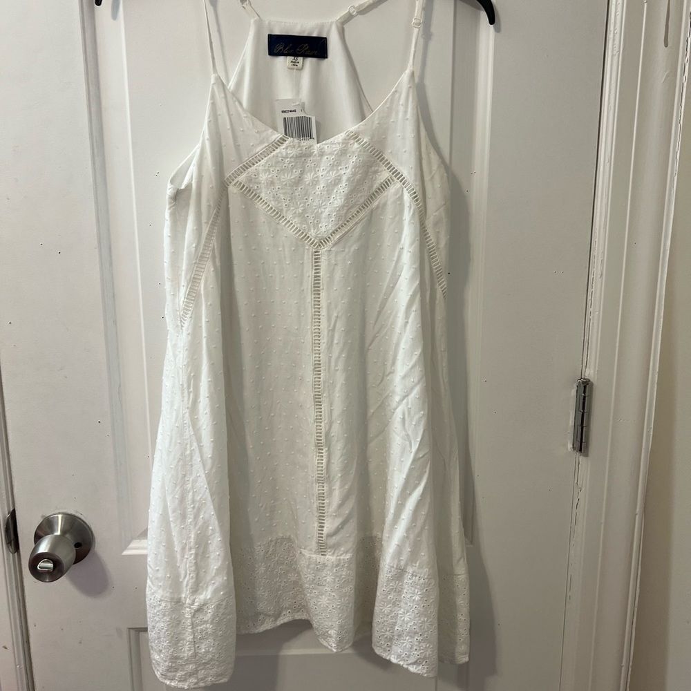 Blue rain White dress